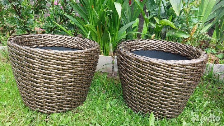 Кашпо для цветов напольное 12л (искусств. ротанг)