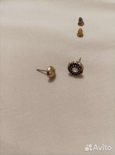 Серьги пусеты винтажные, бижутерный сплав кристалл