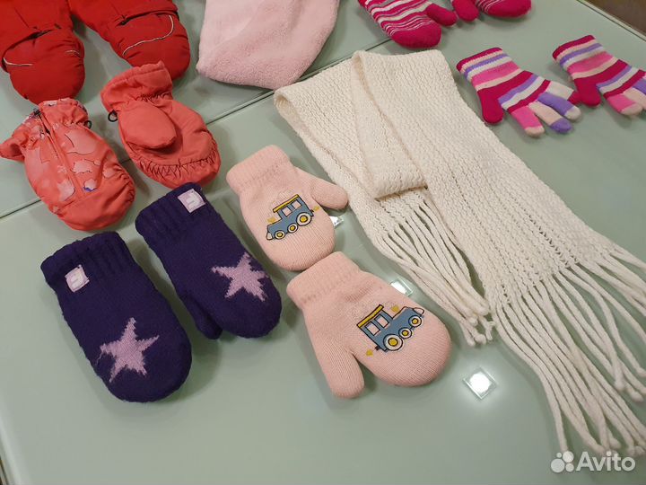 Шарф и варежки. На возраст 2-3 года