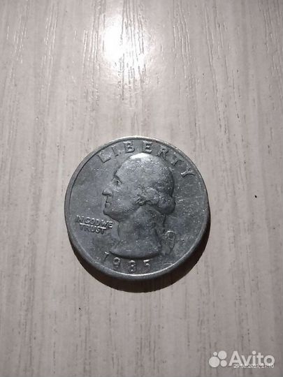 Quarter Dollar Liberty монета 1985 года