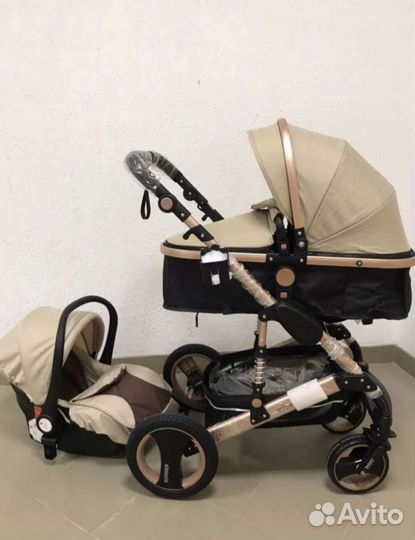 Коляска 3в1 трансформер (светло-бежевый)