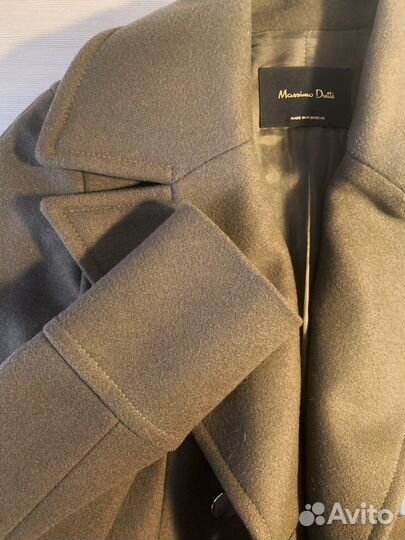 Двубортное пальто Massimo dutti цвета хаки (34)