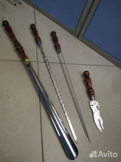 Шампура из нержавейки с деревянными ручками