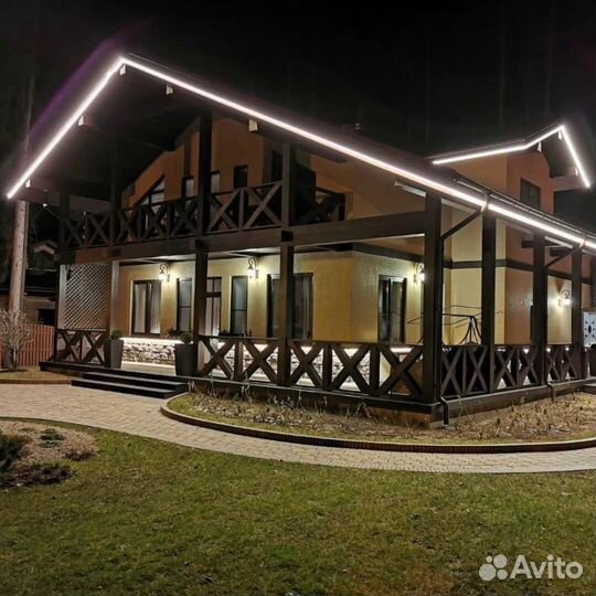 Контурная подсветка дома уличное освещение неоном