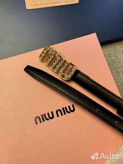 Женский ремень Miu Miu кожаный черный