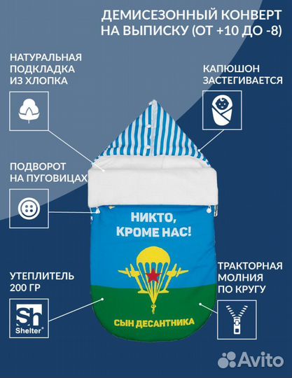 Конверт на выписку сын десантника демисезонный