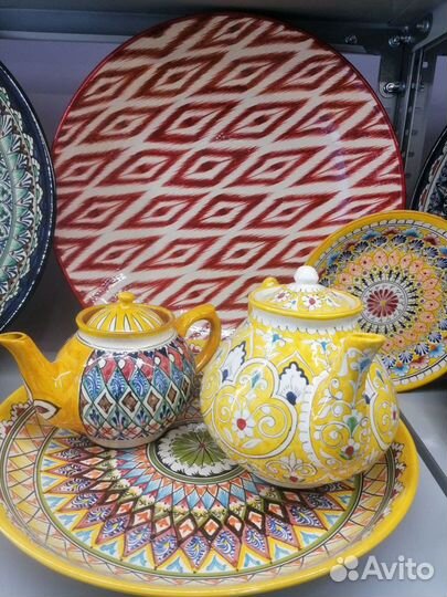 Тарелка Блюдо Ляган 38см Узбекская посуда г.Риштан