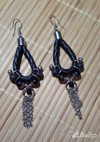Серьги из натуральной кожи