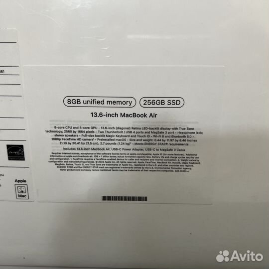 MacBook Air 13.6 8/256Gb 2022г