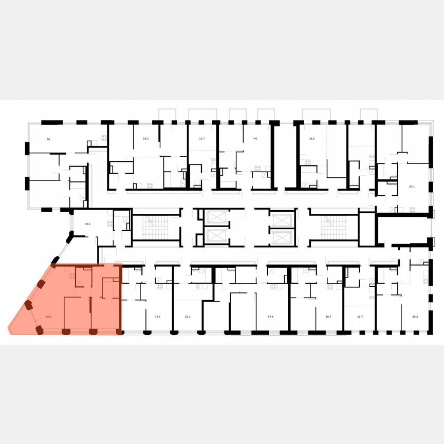 2-к. квартира, 58,6 м², 14/39 эт.