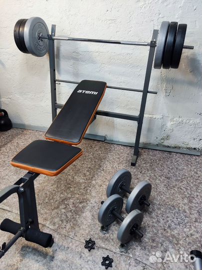 Скамья для жима + штанга 70кг + гантели