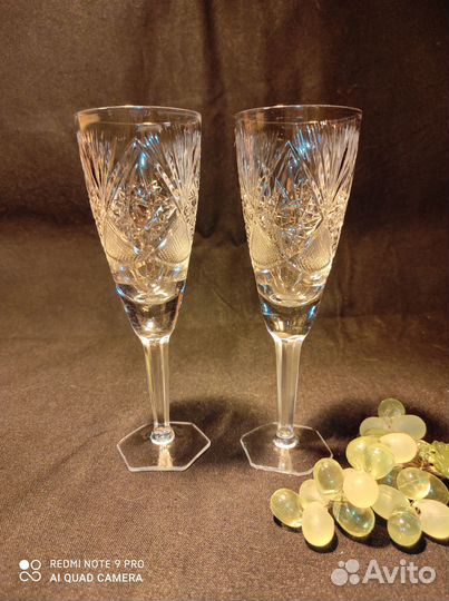 Фужеры СССР, хрусталь, поющие, 8 шт