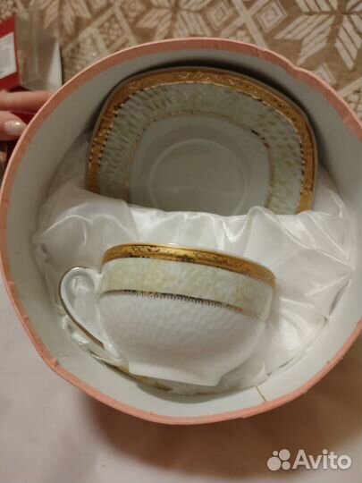 Алмазная чашка с блюдцем фарфор