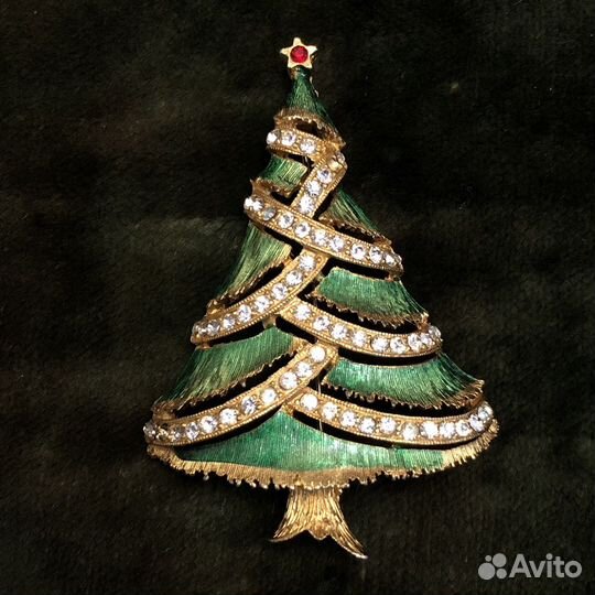 Винтажная брошь ёлочка JJ