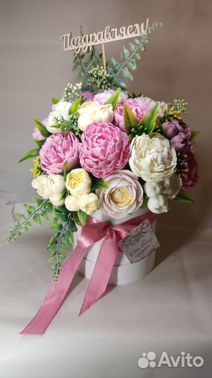 Мыльный букет/ Букет из мыла / Пионы,розы,герберы