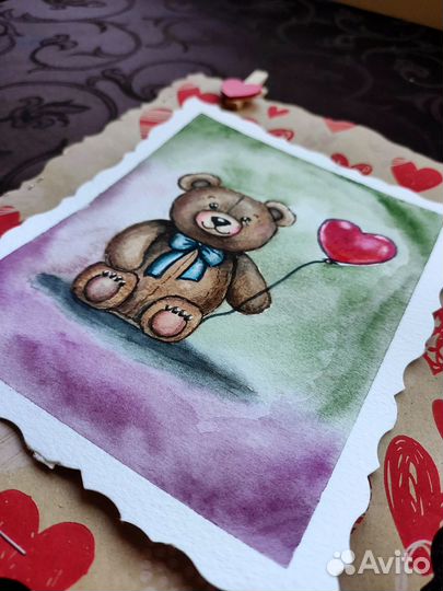 Открытка ручной работы. Акварель