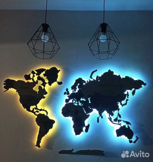 Карта мира из дерева / Деревянная карта мира