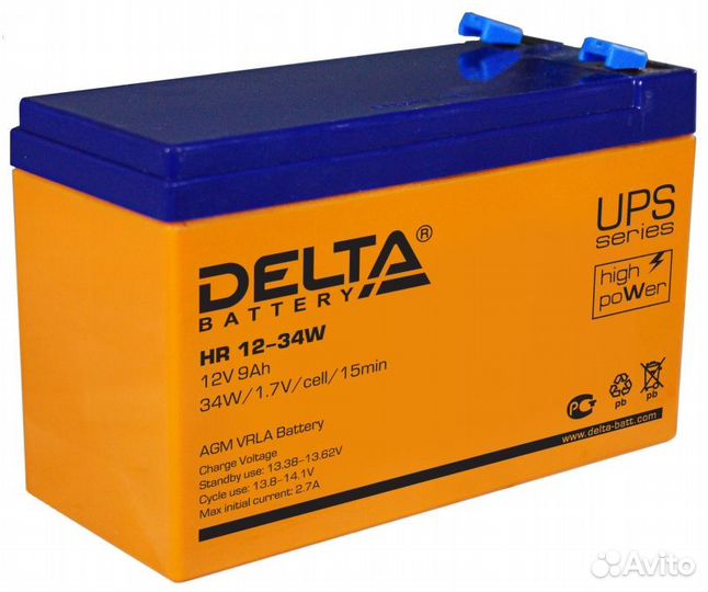AGM аккумулятор для ибп delta battery HR 12-34W