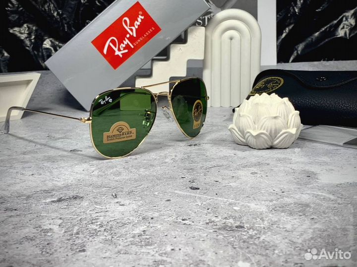 Очки Ray Ban Aviator золотые