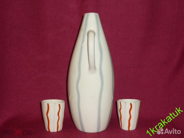 Графин и 2 стопки. лзфи. Редкая роспись стопок