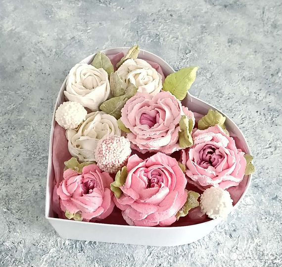 Букет из зефира, коробка с зефирными цветами