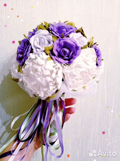 Свадебный,счастливы букет невесты фоамиран,заколки