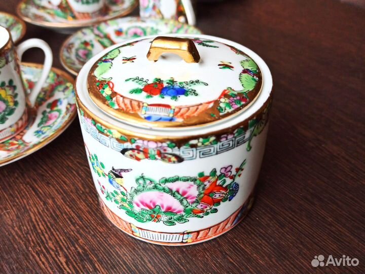 Кофейный сервиз Китайская роза Hand-painted decor