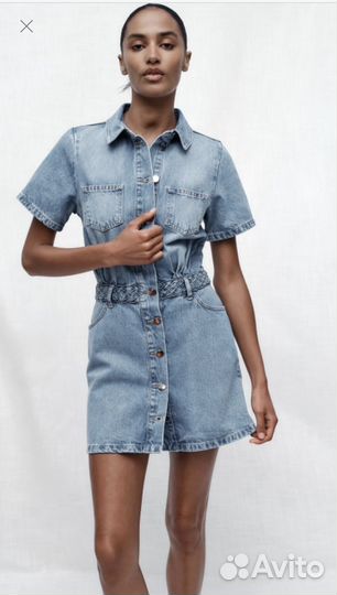 Джинсовое платье zara размер s