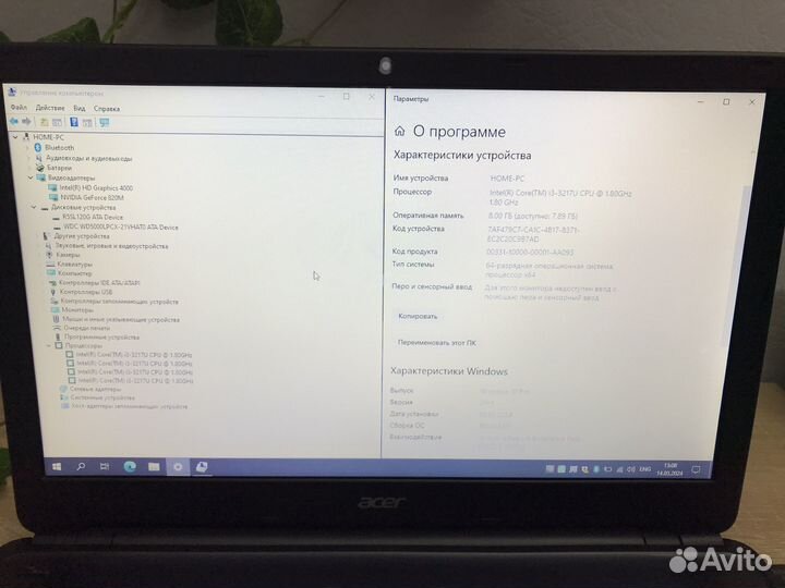 Ноутбук Acer мощный 2 видюхи на i3/8gb/SSD/HDD