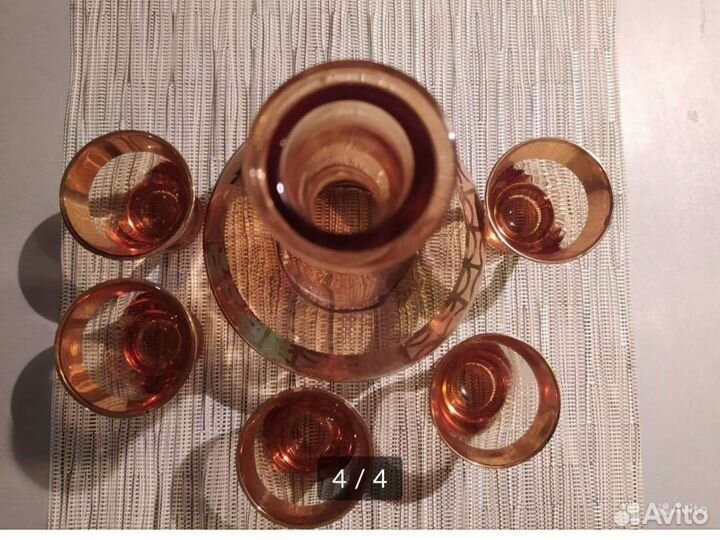 Графин цветное стекло ссср, пять рюмок