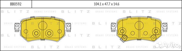Blitz BB0592 Колодки тормозные дисковые задние