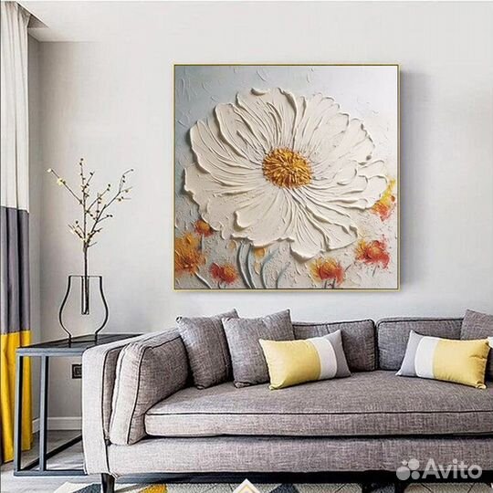 Объёмная картина маслом на холсте Цветок Примерка