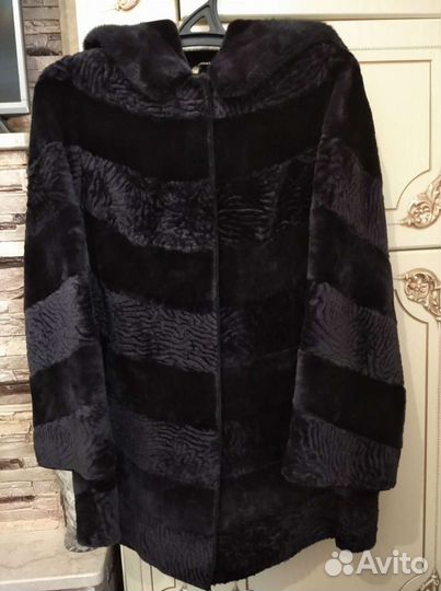 Шуба мутоновая с отделкой норки,р-р 50-52
