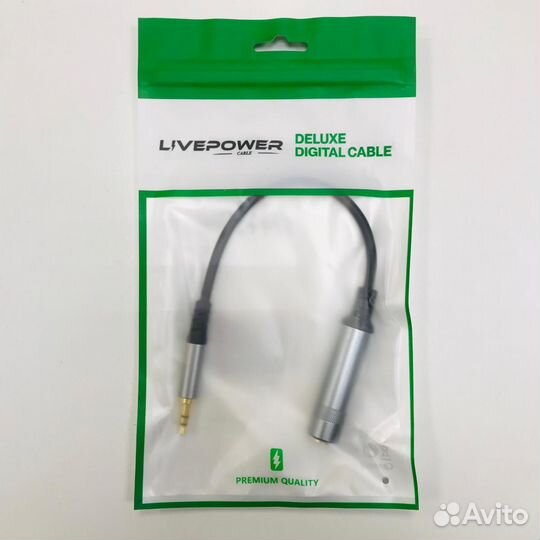 Переходник Jack 3.5мм (M) - Jack 6.35мм (F), Live