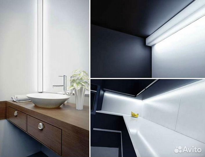 Угловой профиль для ленты 2м белый