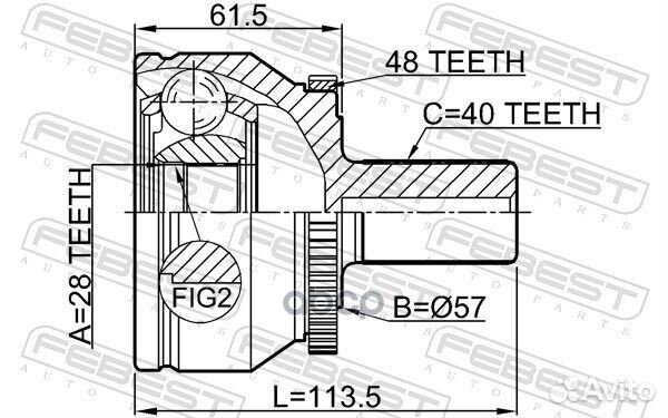 Шрус Наружный 28X57x40 Volvo S80 2007- Febest 2