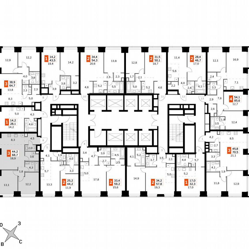 2-к. квартира, 68,7 м², 4/60 эт.