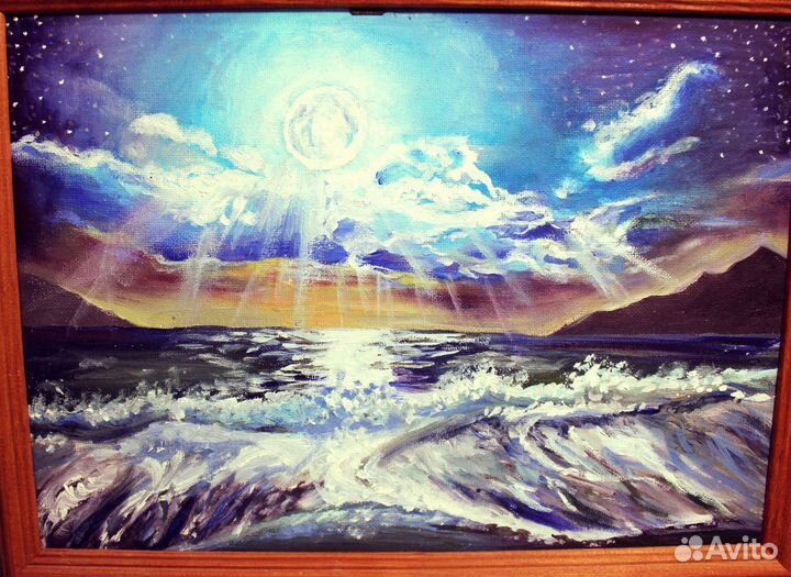 Картина маслом «луна»