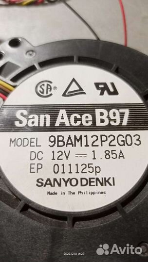 Вентилятор улитка, фирма sanyo, 1,85а, 12в