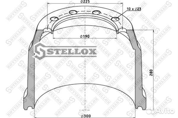 85-00192-SX барабан тормозной 300x200 H280 d