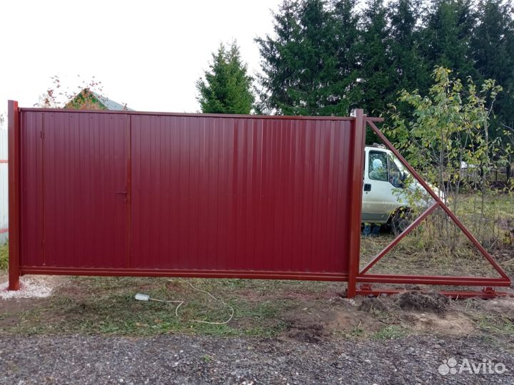 Откатные ворота под ключ с доставкой и установкой