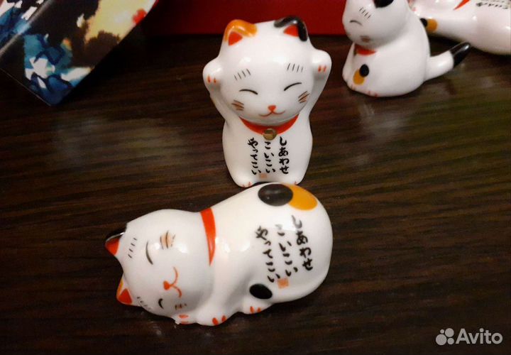 Керамические фигурки кошек фэн-шуй 5 шт