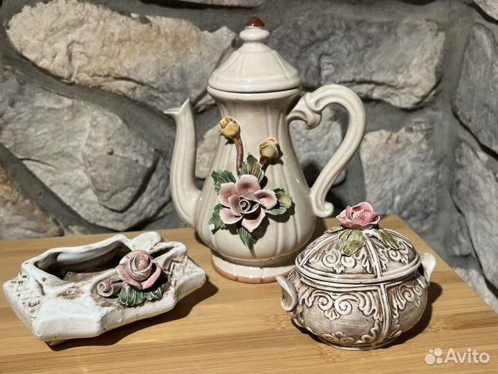 Кофейник и пепельница керамические Италия