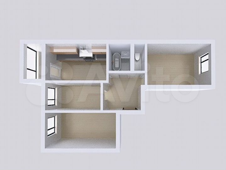 3-к. квартира, 70,6 м², 1/5 эт.