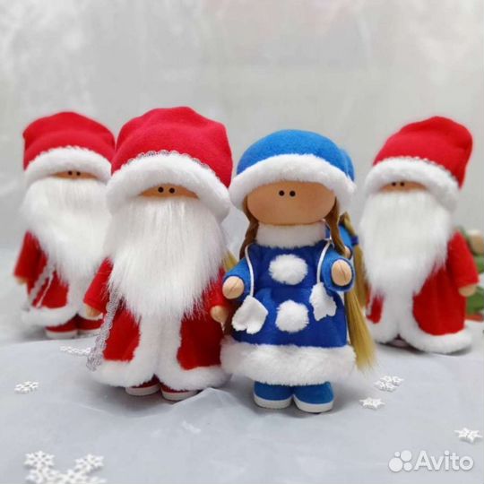 Дед Мороз и Снегурочка кукла ручной работы