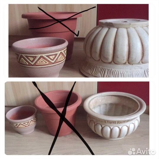 Цветочные горшки пластик, керамика, глина, опоры