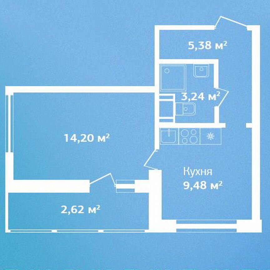 1-к. квартира, 34,9 м², 3/9 эт.