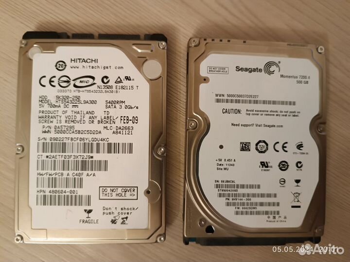 Жесткие диски Hitachi 250 gb/ Seagate 500 gb- Б/У