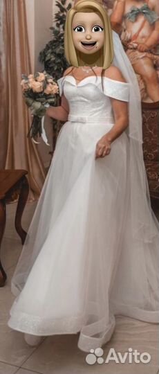 Свадебное платье, шубка