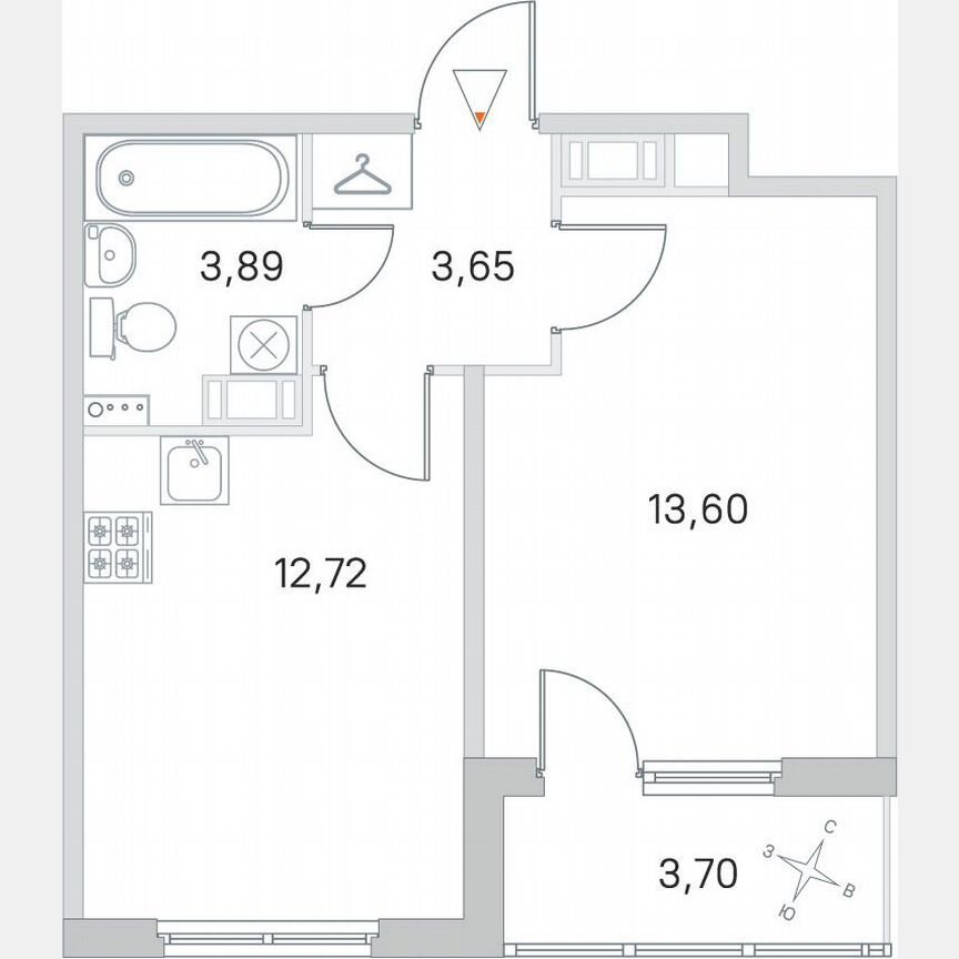 1-к. квартира, 35,7 м², 4/4 эт.